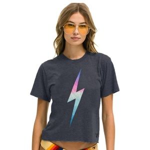 Aviator Nation Cropped Lightning Bolt Tshirt